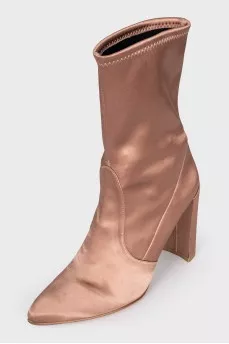 Pink textile half-boots