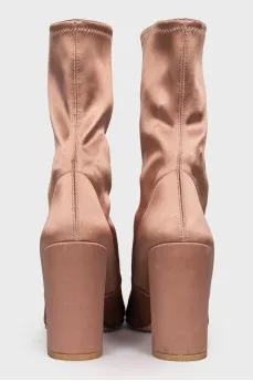 Pink textile half-boots