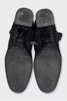Suede heeled boots with metallic embellishments