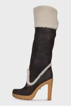 Insulated suede heeled boots