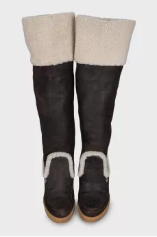 Insulated suede heeled boots