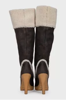 Insulated suede heeled boots