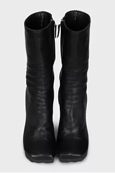 Short leather boots with heels