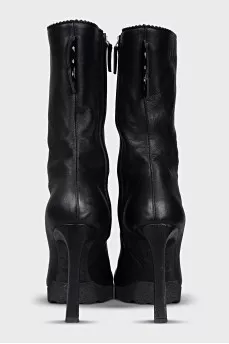 Short leather boots with heels