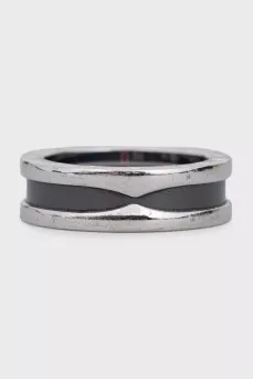 Silver ring with black ceramics B.zero1