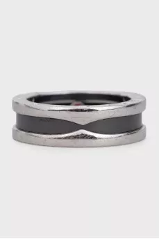 Silver ring with black ceramics B.zero1