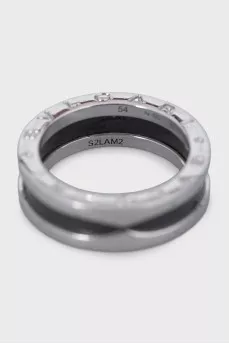 Silver ring with black ceramics B.zero1
