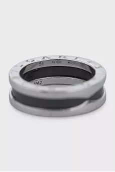 Silver ring with black ceramics B.zero1