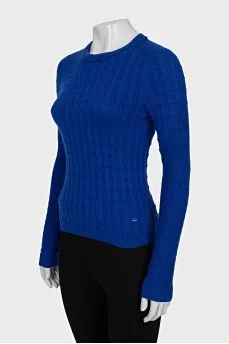 Blue jumper with a relief pattern