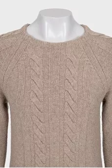 Straight-cut jumper with woven fabric