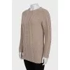 Straight-cut jumper with woven fabric