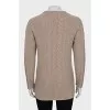 Straight-cut jumper with woven fabric