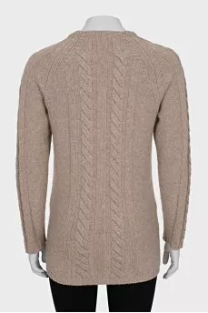Straight-cut jumper with woven fabric