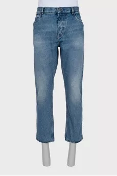 Men's cropped straight-leg jeans