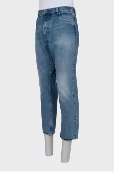 Men's cropped straight-leg jeans
