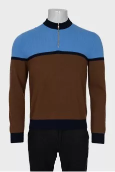 Men's wool jumper with a zip