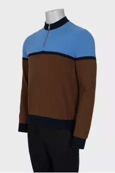 Men's wool jumper with a zip