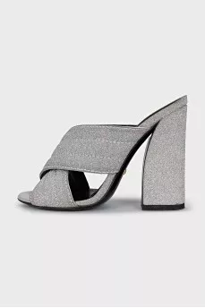 Silver heeled mules