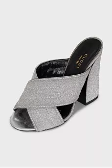 Silver heeled mules