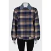 Plaid bomber jacket with buttons