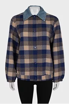 Plaid bomber jacket with buttons
