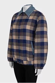 Plaid bomber jacket with buttons