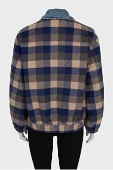 Plaid bomber jacket with buttons
