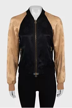Two-tone floral print bomber jacket