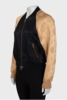 Two-tone floral print bomber jacket