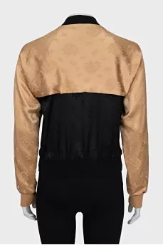 Two-tone floral print bomber jacket
