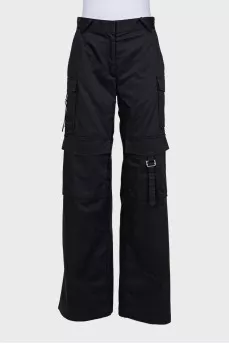 Wide black trousers with patch pockets