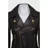 Brown leather jacket with detachable sleeves