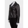 Brown leather jacket with detachable sleeves