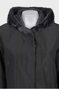 Reversible straight-cut coat with buttons