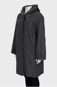 Reversible straight-cut coat with buttons