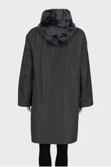 Reversible straight-cut coat with buttons