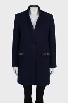 Wool coat with gold fittings