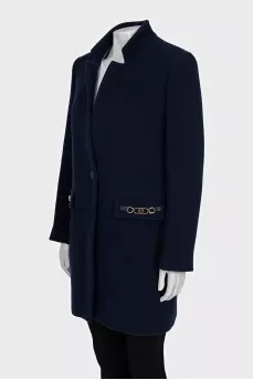 Wool coat with gold fittings