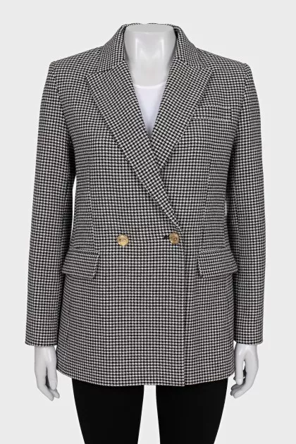 Black and white houndstooth print jacket