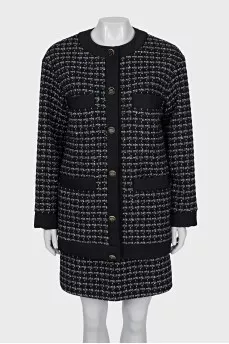 Tweed black suit with a skirt