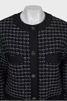 Tweed black suit with a skirt