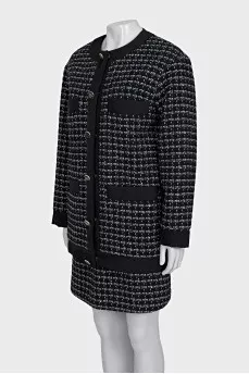 Tweed black suit with a skirt