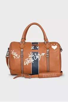 Brown bag with signature print