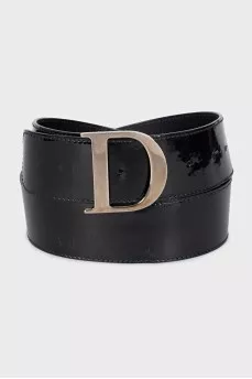 Patent leather wide belt