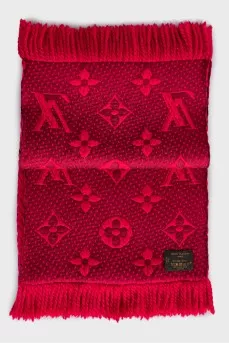 Red scarf with signature print