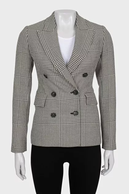Double-breasted jacket in houndstooth print