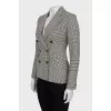 Double-breasted jacket in houndstooth print