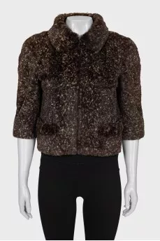 Short rabbit fur coat