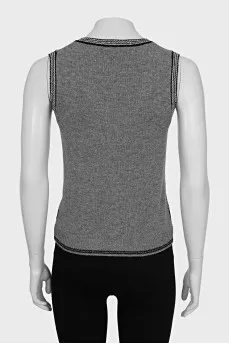 Wool vest with print