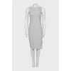 Fitted gray dress with slits